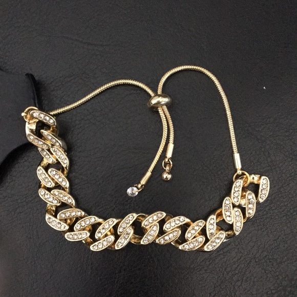 bebe Jewelry - New bebe Adjustable Gold & Pave Links Bracelet